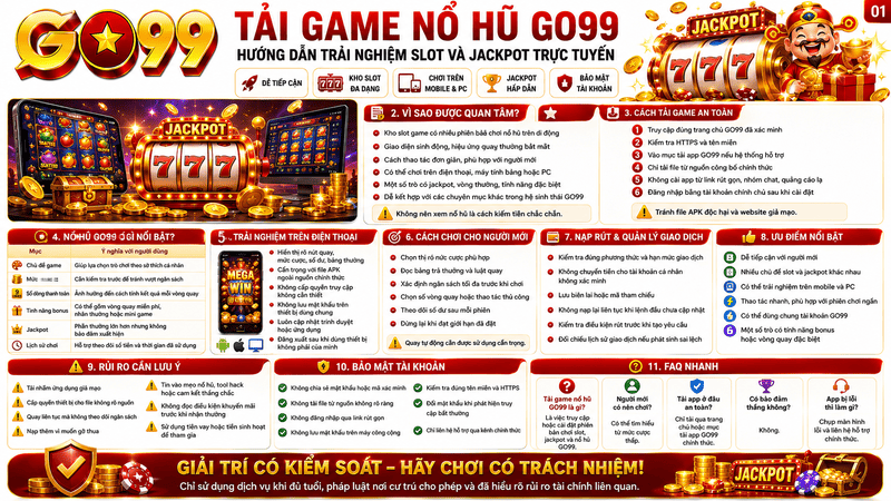 Tải game nổ hũ GO99 – Hướng dẫn trải nghiệm slot và jackpot trực tuyến